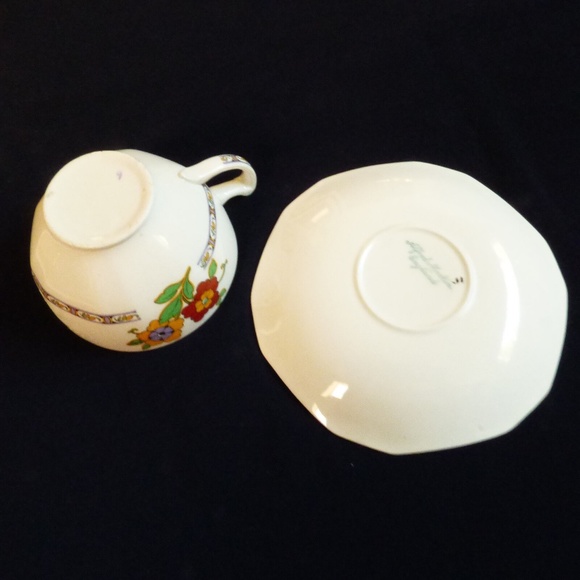 VTG Alfred Meakin England TeaCup & Saucer Set Yellow & Red Flower pattern - Picture 5 of 9